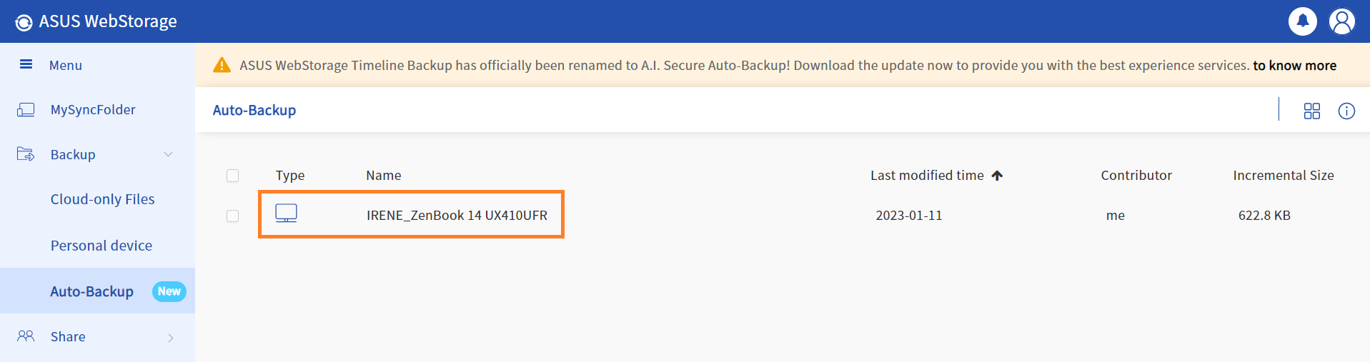 Backup device selection