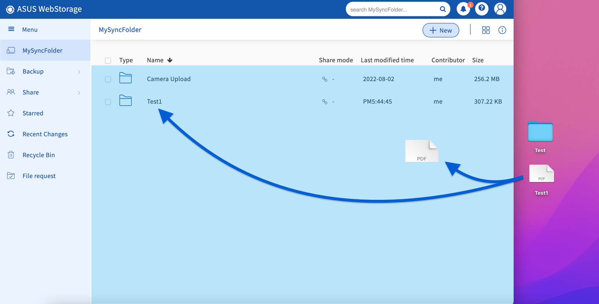 Uploading files and folders to "ASUS WebStorage for Web" ASUS